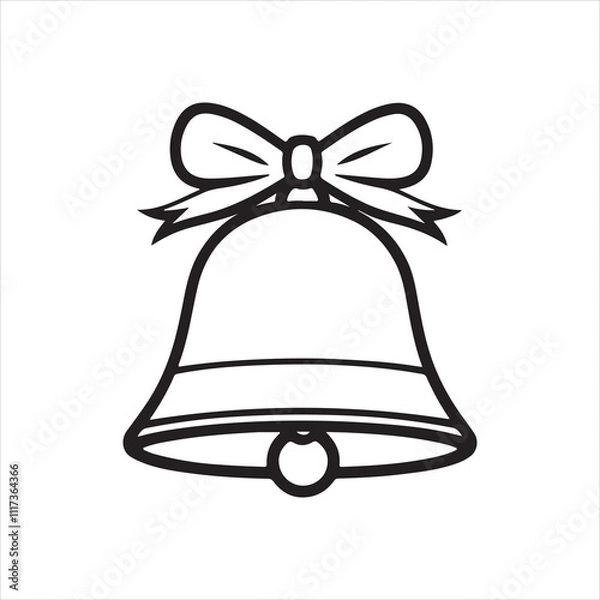Fototapeta Christmas bell silhouette vector icon design whit a white background.