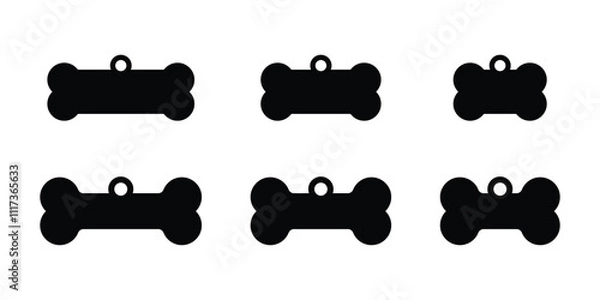 Fototapeta Dog bone tag icons, dog collar tag vector illustration