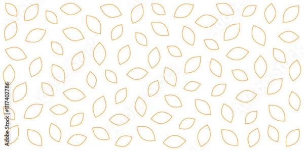 Fototapeta Seamless pattern of orange outline leaves on white or transparent background. Minimalistic nature-inspired design for wallpaper or fabric