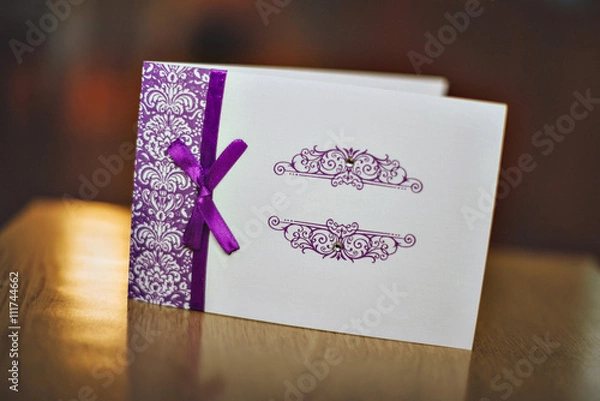 Fototapeta Wedding invitation card. Serenity wedding invitations. Postcard lilac, it is possible to write the text.