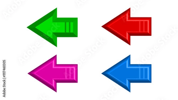 Fototapeta Left 3d multicolor editable vector arrow icon. Direction arrow. glowing arrow icon.