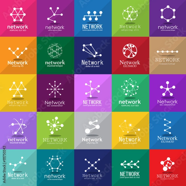 Fototapeta Network Icons Set - Isolated On Mosaic Background - Vector Illustration, Graphic Design. For Web, Websites,Apps, Print, Presentation Templates, Mobile Applications And Promotional Materials