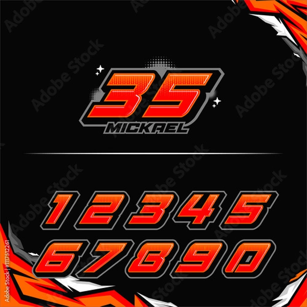 Fototapeta vector racing numbers for drag motorbikes and cars	