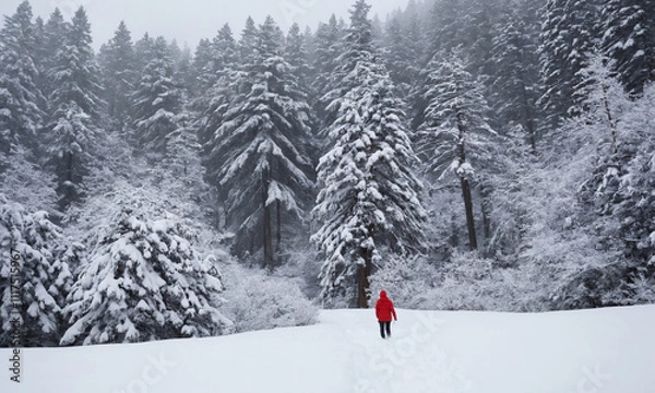 Fototapeta 겨울산 소나무에 눈내린풍경 멋짐