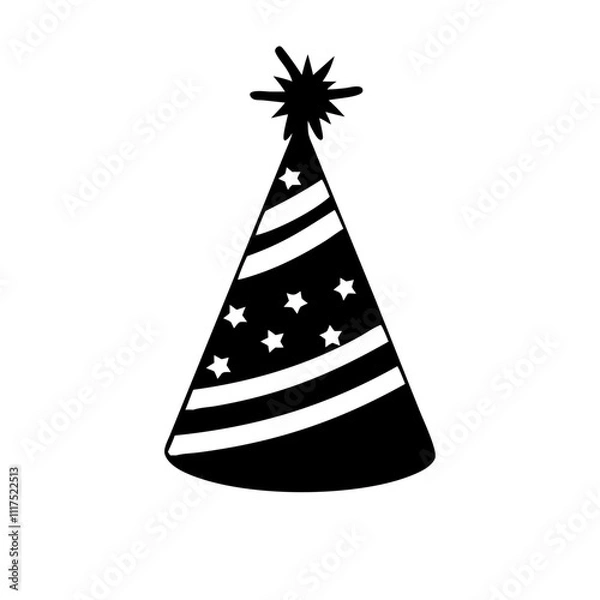 Obraz party hat silhouette, new year vector icon - silhouette vector art of party hat, symbolizing new year celebrations. new year silhouette.