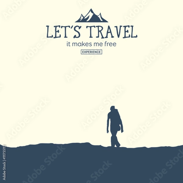 Obraz Web vector illustration on the theme of Climbing, Trekking, Hiking, Walking. Downshifting.