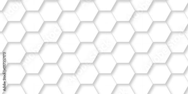 Fototapeta Realistic geometric pattern White Hexagonal Background. Luxury White Pattern. 3D Futuristic abstract honeycomb mosaic white background. geometric mesh cell texture. modern futuristic wallpaper.
