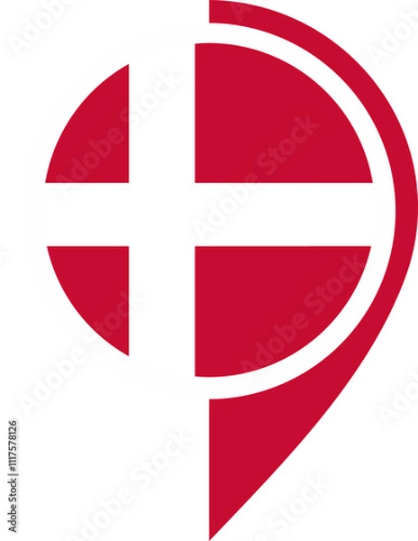 Obraz Map Icon Inside Denmark Flag