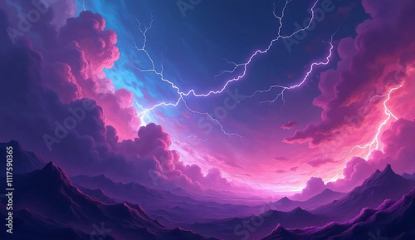 Obraz background of purple lightning and dark clouds