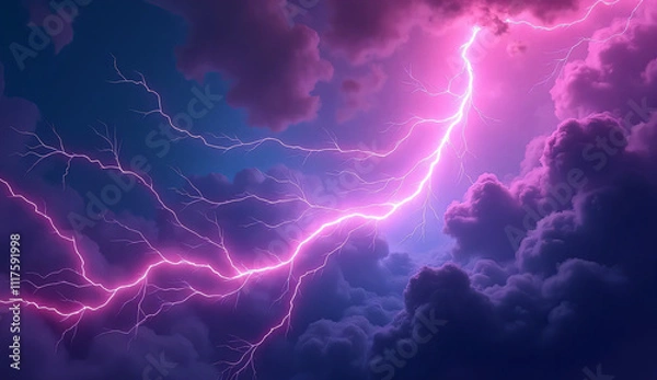 Obraz background of purple lightning and dark clouds