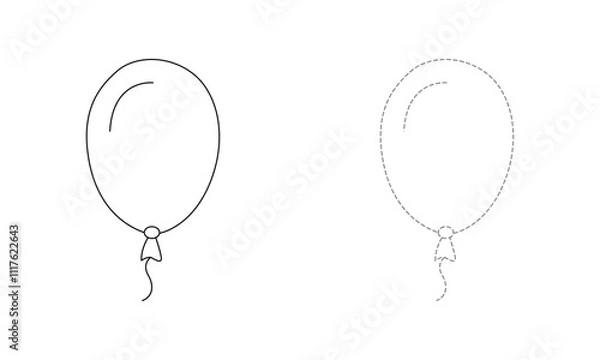 Fototapeta Tracing lines for toddlers. Handwriting practice sheet. Educational children game, printable worksheet for kids with Balloon 