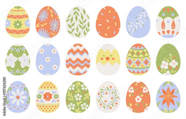 Fototapeta Colorful Decorative Easter Egg Patterns