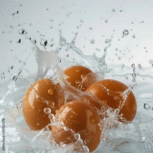 Fototapeta orange and water splash White Background Generative AI.