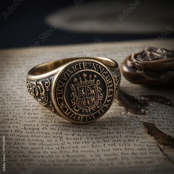 Fototapeta Write about a king’s signet ring with a mysterious seal.