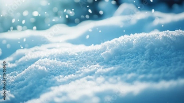 Fototapeta Snow winter background close up front view