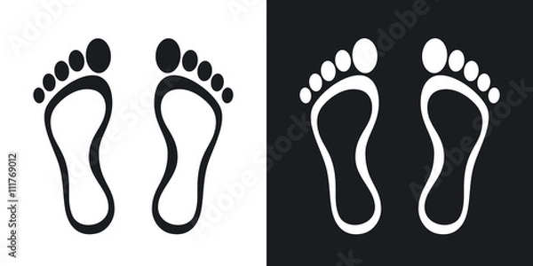 Fototapeta Ikona ślady, wektor. Wersja dwukolorowa na czarno-białym bac