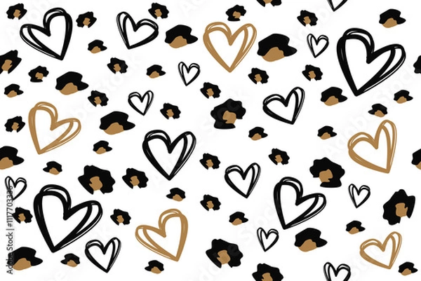 Obraz Love Background Pattern,seamless geometrical Harte pattern on black