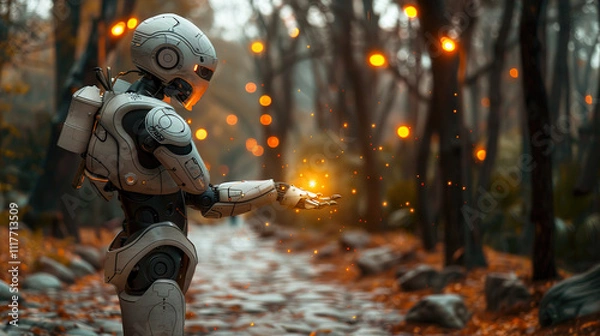 Fototapeta AI Robot Analysis for Research Solutions Integration of Customer Support 