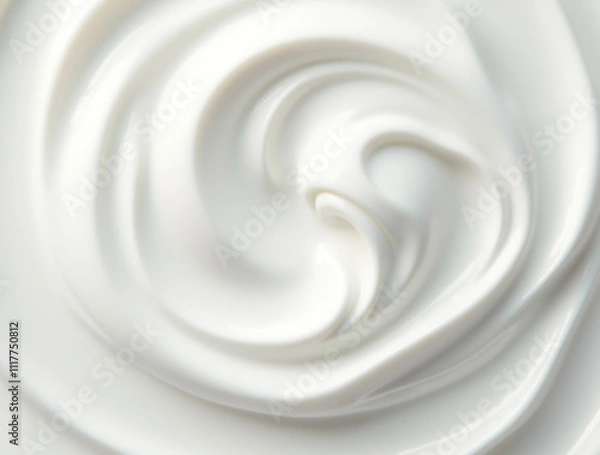 Obraz Close up of white natural creamy vanilla swirl yogurt. Top view. Generative AI
