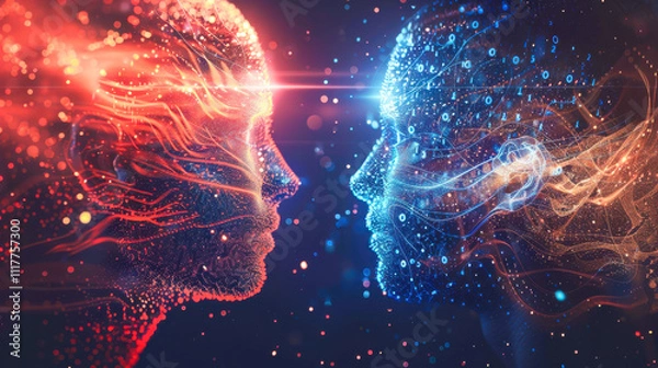 Fototapeta Artificial intelligence versus human abstract concept