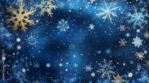 Obraz Snowflakes winter holidays background illustration generated by ai