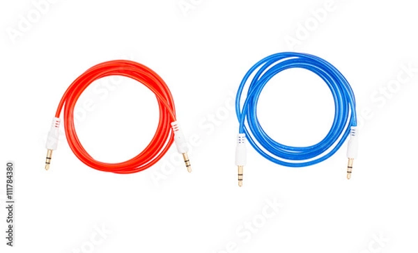 Fototapeta Audio cable Jack. color on a