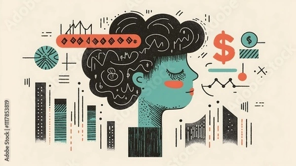 Fototapeta Abstract Illustration of Finance and Analytics with Geometric Elements