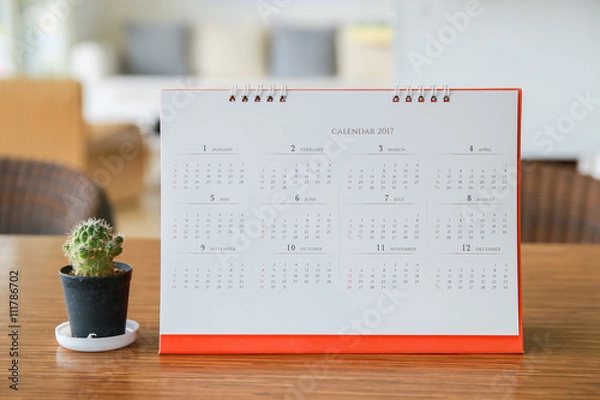 Obraz calendar page on table
