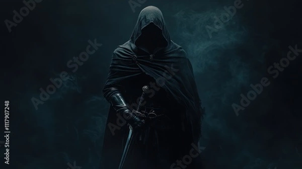 Obraz Illustration assassin on a dark background
