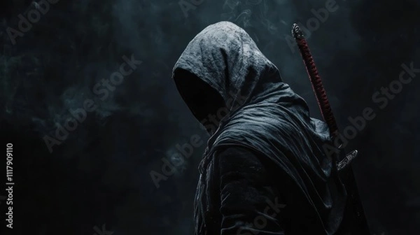 Obraz Illustration assassin on a dark background