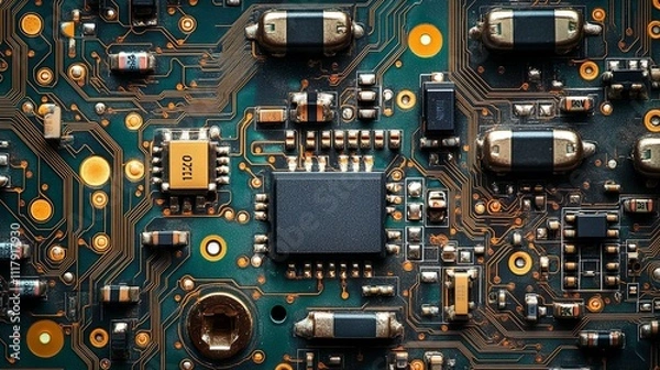 Obraz Close Up View Of An Electronic Circuit Board