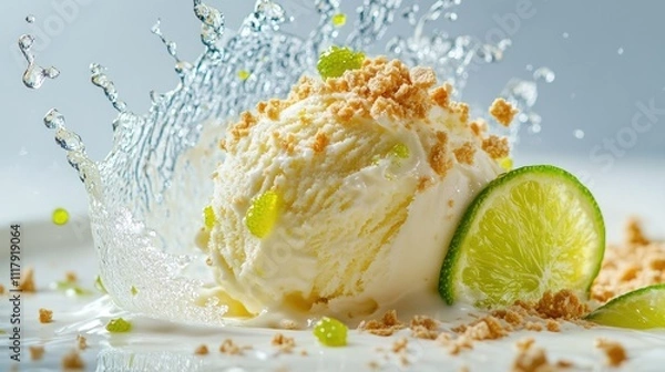 Fototapeta Lime Ice Cream Splash With Crumble Topping