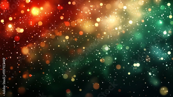 Fototapeta abstract christmas light background. Vibrant Holiday Lights. The scene features a dazzling array of red, green, and golden bokeh lights, creating a magical and inviting atmosphere.