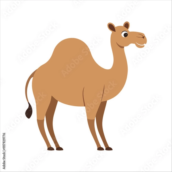 Fototapeta Flat Vector Camel Illustration, Simplified Beige Body with Large Hump, Minimalist Cartoon Style
