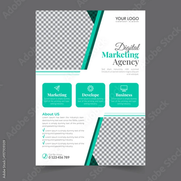 Fototapeta Business flyer design corporate flyer template geometric shape poster design brochure gradient abstract magazine background space for photo