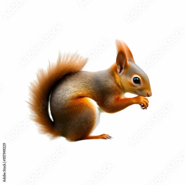Obraz Eurasian red squirrel isolated on the blank background