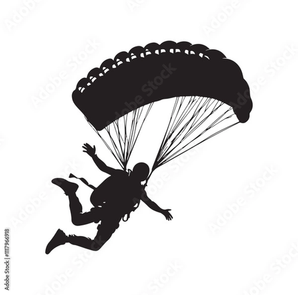 Obraz Skydiver  parachuting silhouette vector illustration 