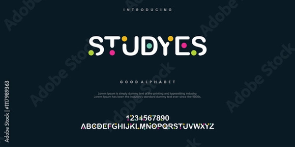Fototapeta Studyes modern abstract alphabet font. Color of typography, Creative font  vector illustration.
