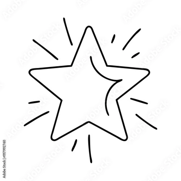Fototapeta bright star icon, new year illustration, new year icon - simple black line art of bright star, symbolizing new year celebrations. new year vector.