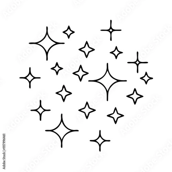 Fototapeta gold sparkles icon, new year illustration, new year icon - simple black line art of gold sparkles, symbolizing new year celebrations. new year vector.