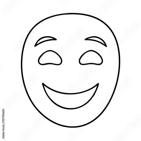Fototapeta happy face mask icon, new year illustration, new year icon - simple black line art of happy face mask, symbolizing new year celebrations. new year vector.