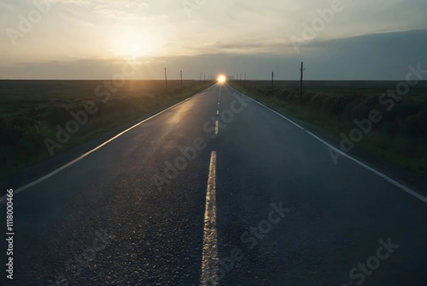 Obraz Middle of A Quiet Road with A Sunrise View