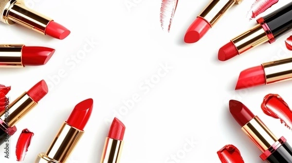 Obraz Make up lipstick mock up cosmetics wallpaper background