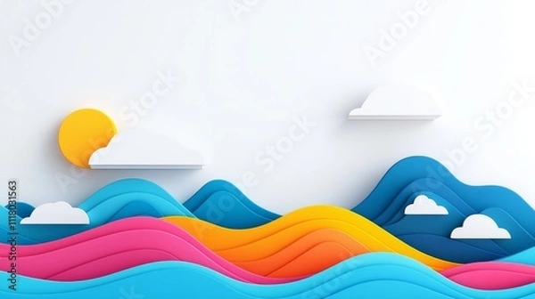 Fototapeta Vibrant, colorful waves forming a tranquil, smooth landscape.