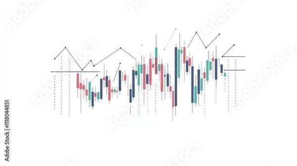 Fototapeta Abstract financial chart showing market trends and data analysis.