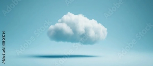 Fototapeta A single fluffy cloud floating in a serene blue sky.