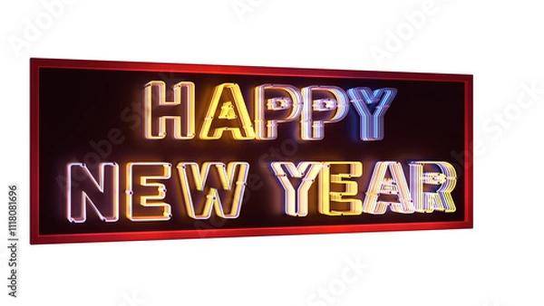 Obraz 3d render of a new year neon sign.