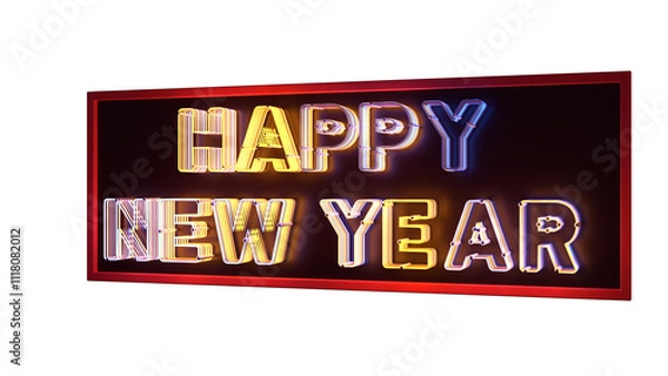 Obraz 3D New Year greeting banner sign.
