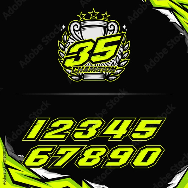 Fototapeta vector racing numbers for drag motorbikes and cars