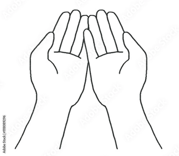 Obraz 重なる両手のひらの線画イラスト